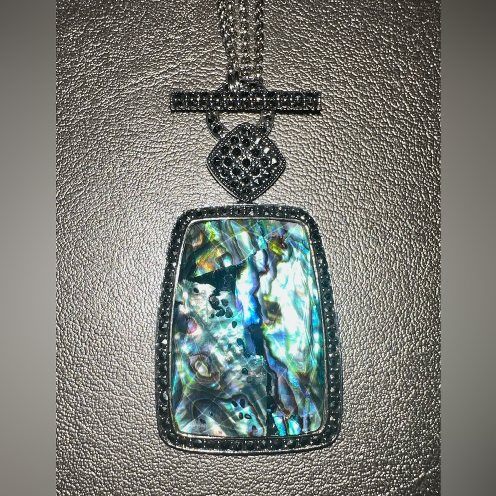 Judith Jack Abalone Pendant Necklace Sterling Silver 925 Marcasite - Picture 12 of 12